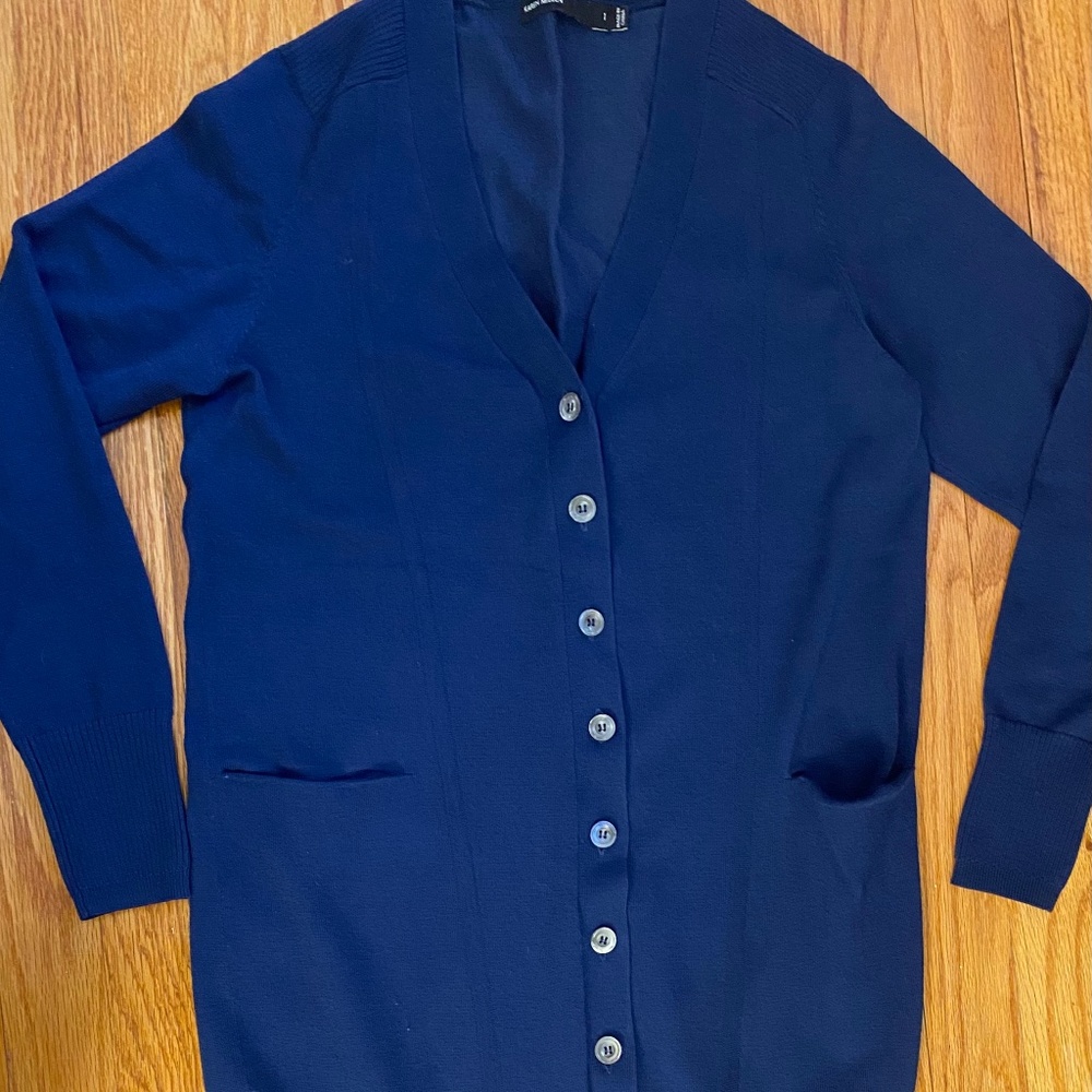 Karen Millen Blue Long Button Down Cardigan Small